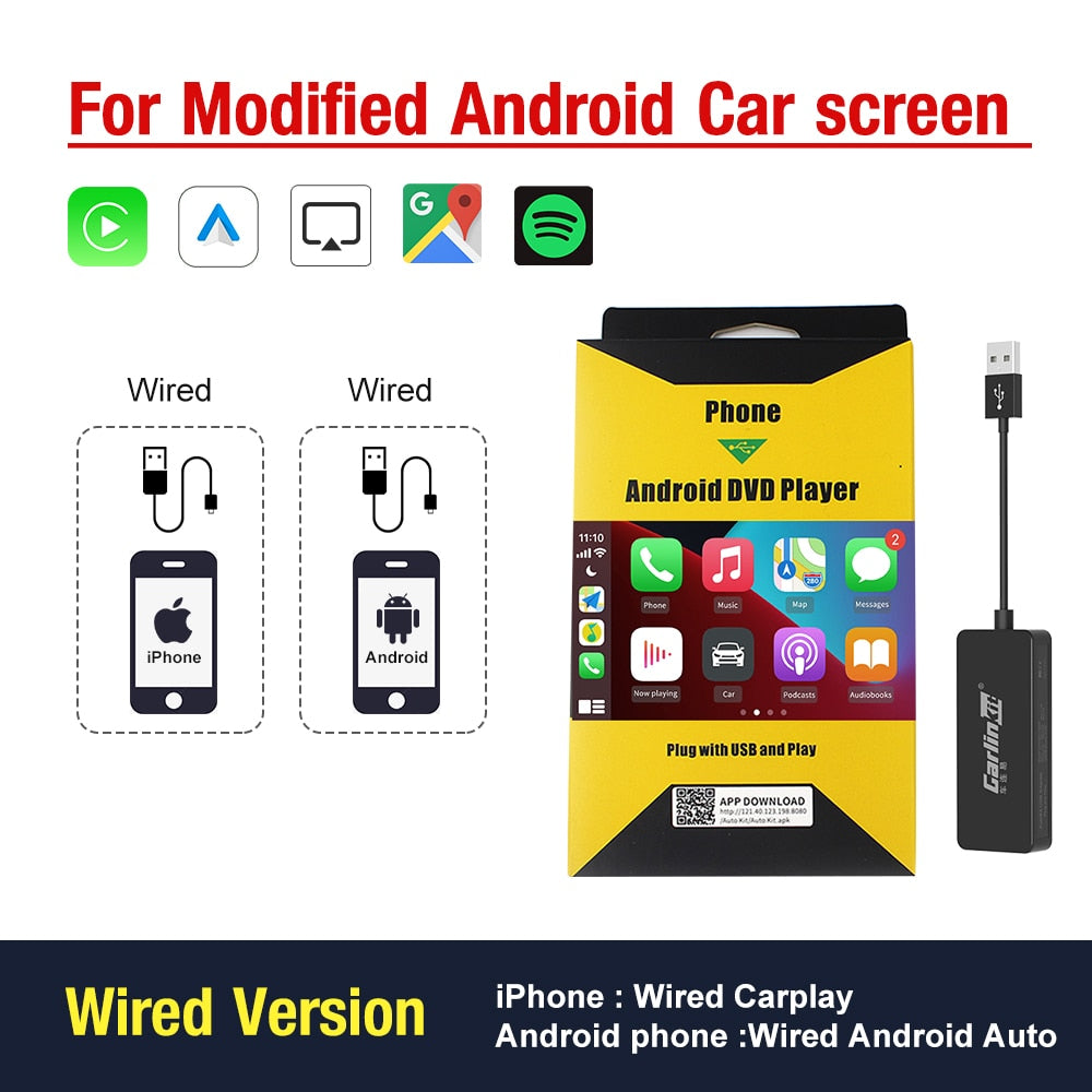 Hot Sale CarlinKit USB Wireless CarPlay Dongle Wired Android Auto AI Box Mirrorlink Car Multimedia Player Bluetooth Auto Connect