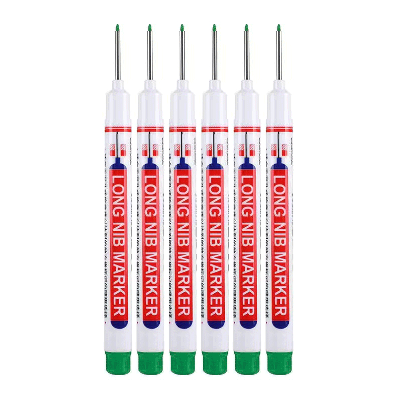 6Pcs/Set 20mm Deep Hole Long Nib Head Markers For Metal Perforating Pen Waterproof Bathroom Woodworking Decoration Multi-Purpose