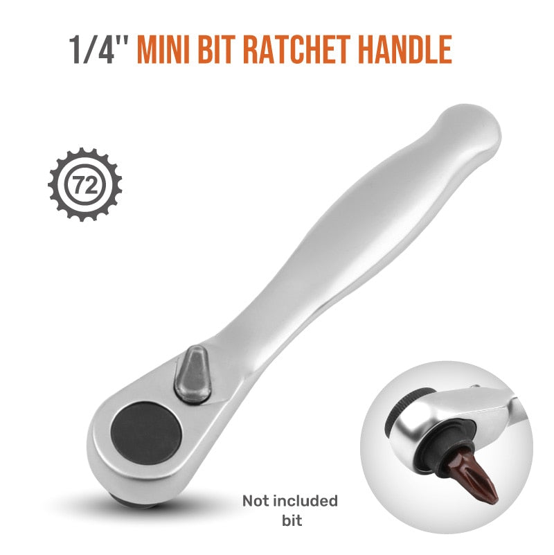 New 2 in 1 Dual Head Ratchet Socket Wrench 72 Teeth Mini Hex Bit Driver Screwdriver Handle Two-way Quick Release Wrench Spanner