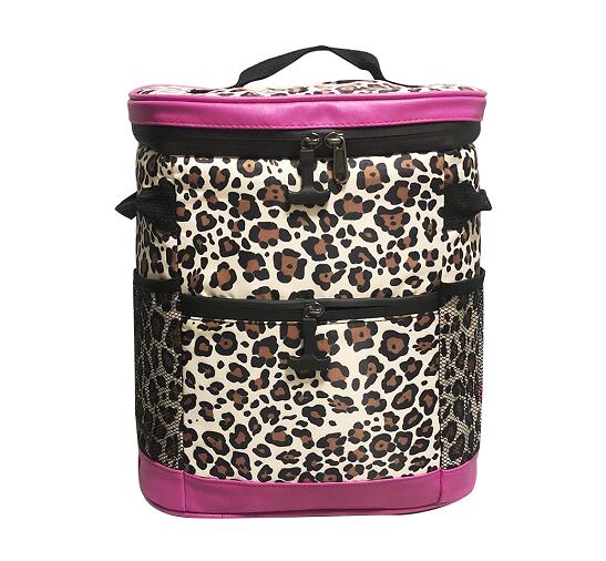 RTS US Waterproof Cooler Bag Thermal Insulated Bag Black Leopard Cow Cooler Backpacks Lunch Food Box For Camp Travel Cooler Dom