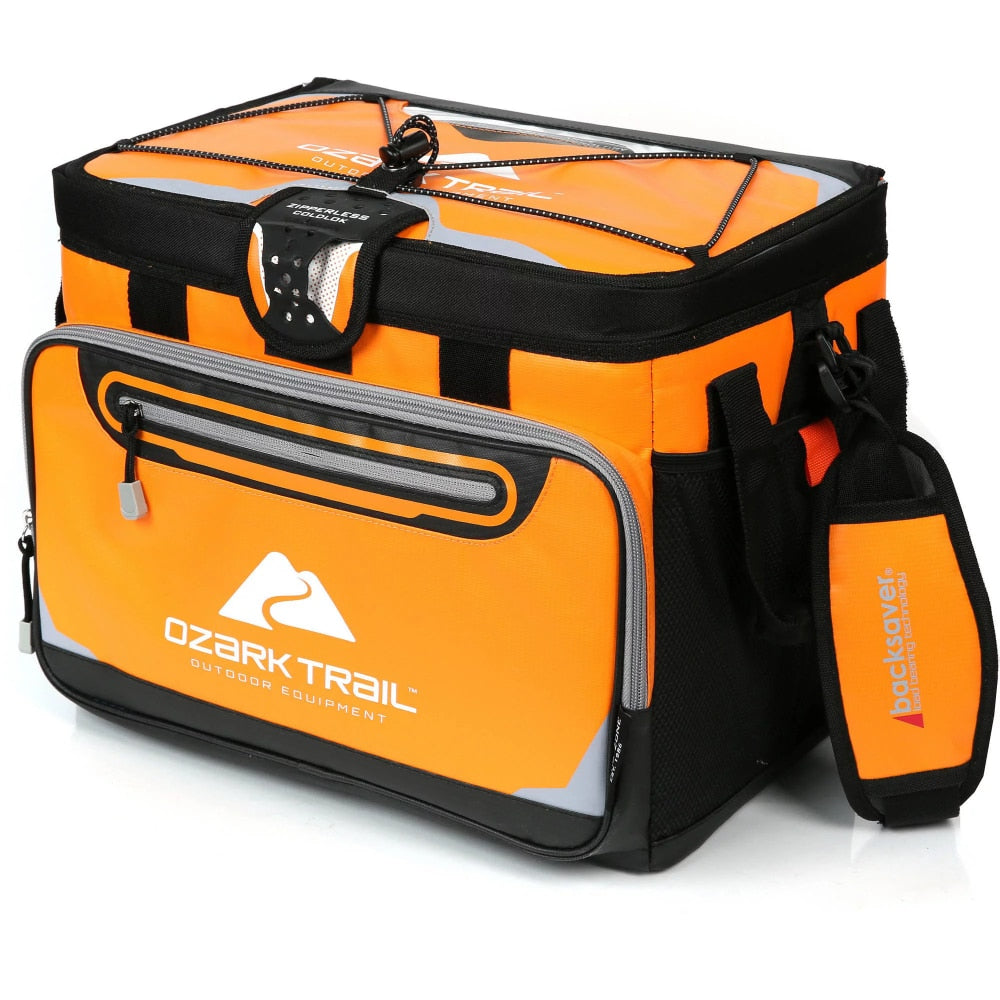 30-Can Zipperless Cooler with Smartshelf, Orange Camping Cooler