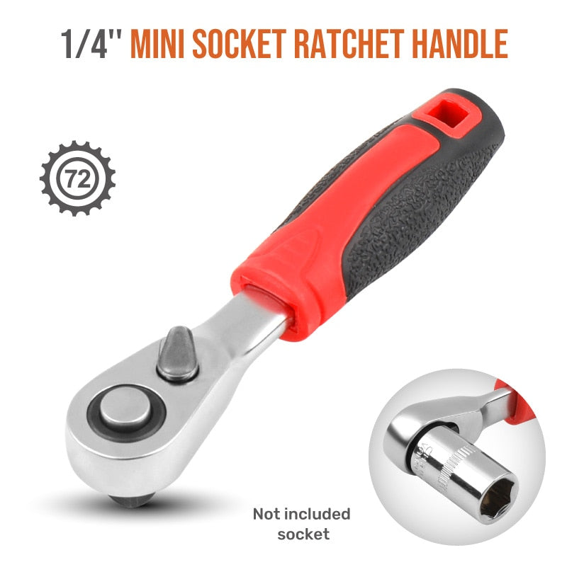 New 2 in 1 Dual Head Ratchet Socket Wrench 72 Teeth Mini Hex Bit Driver Screwdriver Handle Two-way Quick Release Wrench Spanner
