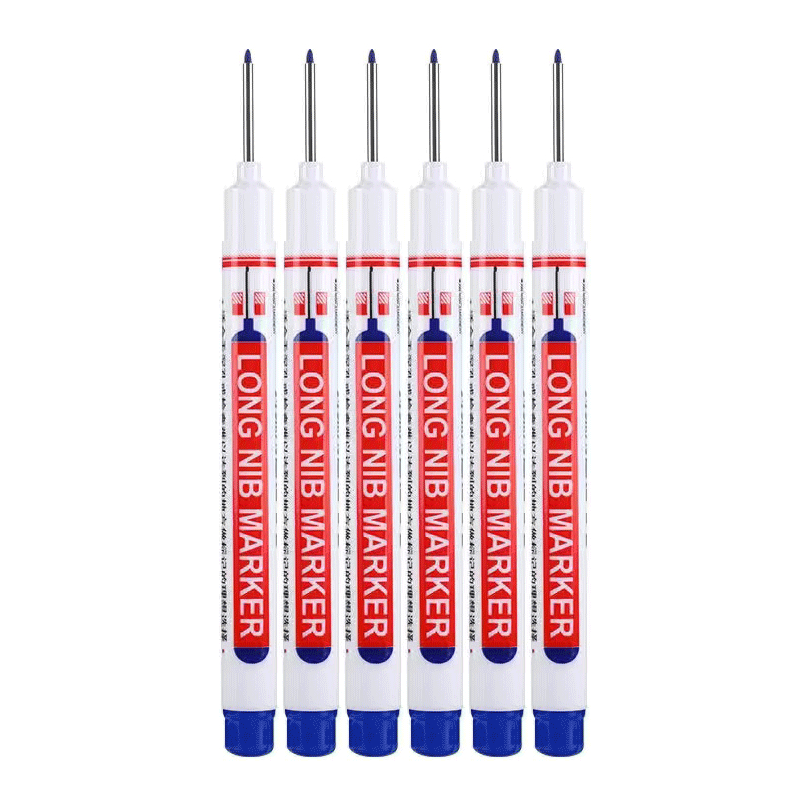 6Pcs/Set 20mm Deep Hole Long Nib Head Markers For Metal Perforating Pen Waterproof Bathroom Woodworking Decoration Multi-Purpose