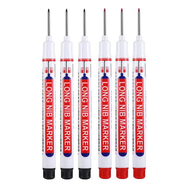 6Pcs/Set 20mm Deep Hole Long Nib Head Markers For Metal Perforating Pen Waterproof Bathroom Woodworking Decoration Multi-Purpose