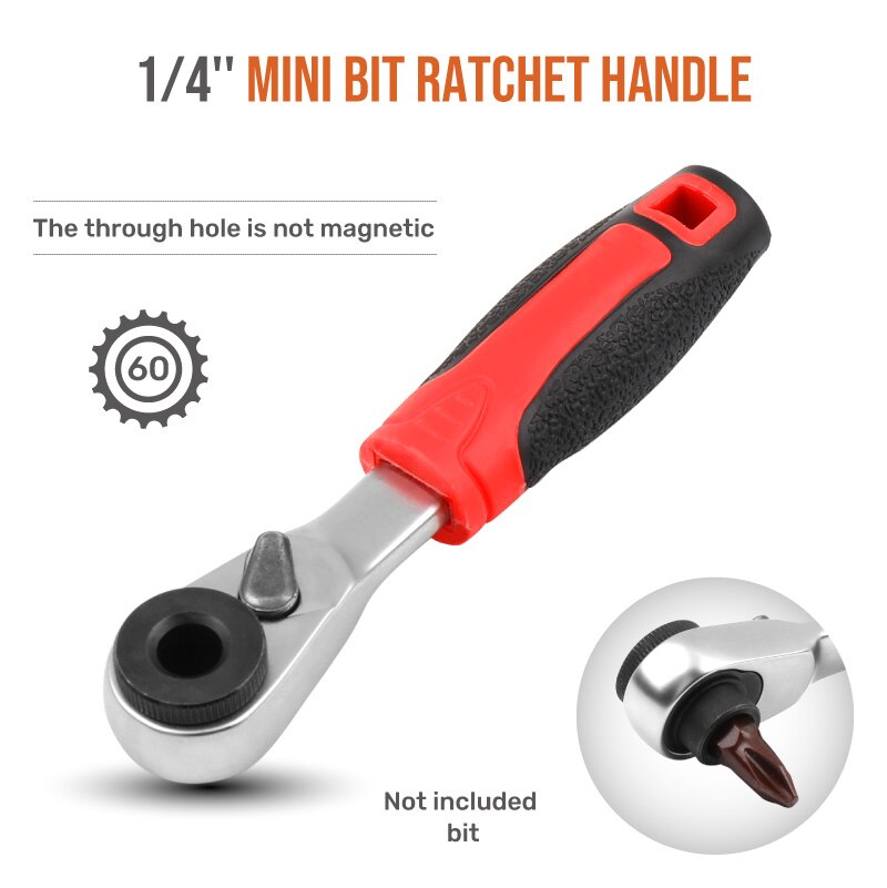 New 2 in 1 Dual Head Ratchet Socket Wrench 72 Teeth Mini Hex Bit Driver Screwdriver Handle Two-way Quick Release Wrench Spanner