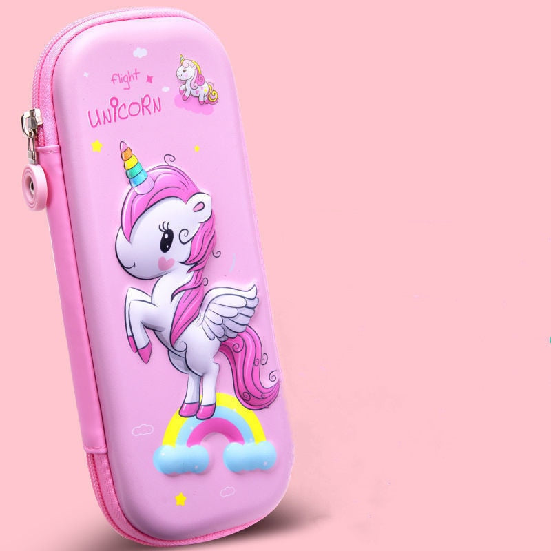 3D Unicorn EVA cute pencil box School student stationery box Children pencil storage box Three layer large capacity pencil case