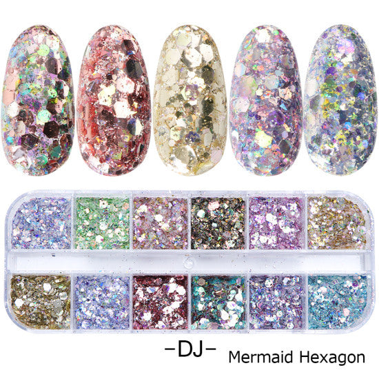 12 Grids Iridescent Nails Aurora Glitter Crystal Fire Flakes Holographic Sparkle Sequins Charms Gel Polish Manicure Flash CHJDP