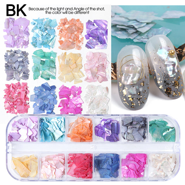 12 Grids Iridescent Nails Aurora Glitter Crystal Fire Flakes Holographic Sparkle Sequins Charms Gel Polish Manicure Flash CHJDP