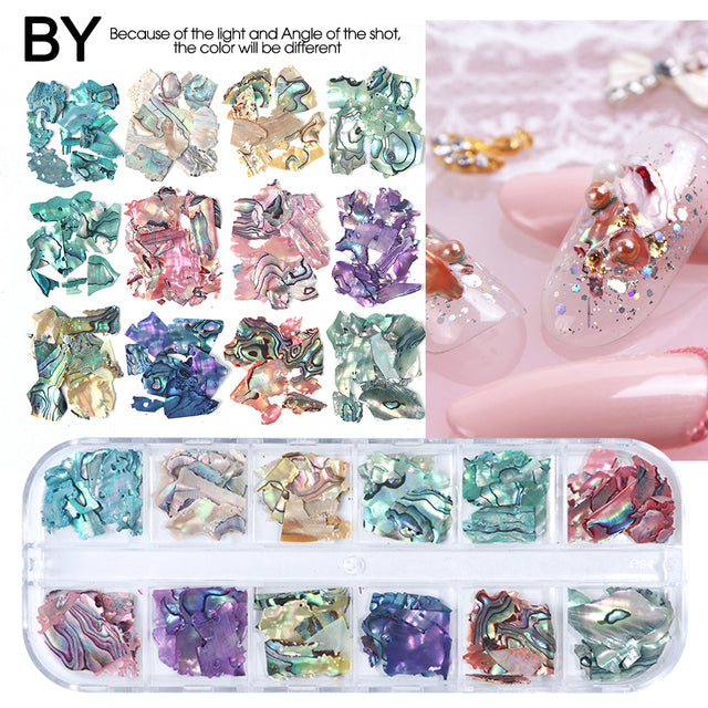 12 Grids Iridescent Nails Aurora Glitter Crystal Fire Flakes Holographic Sparkle Sequins Charms Gel Polish Manicure Flash CHJDP