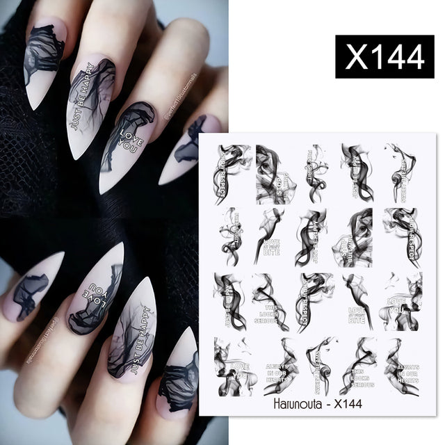 1Pc Spring Water Nail Decal And Sticker Flower Leaf Tree Green Simple Summer DIY Slider For Manicuring Nail Art Watermark