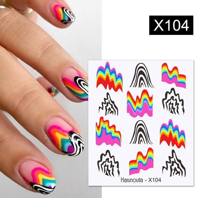 1Pc Spring Water Nail Decal And Sticker Flower Leaf Tree Green Simple Summer DIY Slider For Manicuring Nail Art Watermark