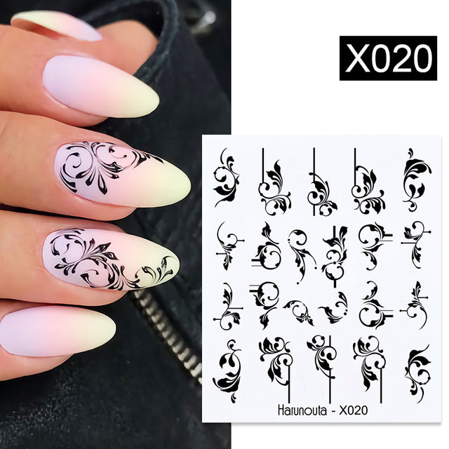 1Pc Spring Water Nail Decal And Sticker Flower Leaf Tree Green Simple Summer DIY Slider For Manicuring Nail Art Watermark