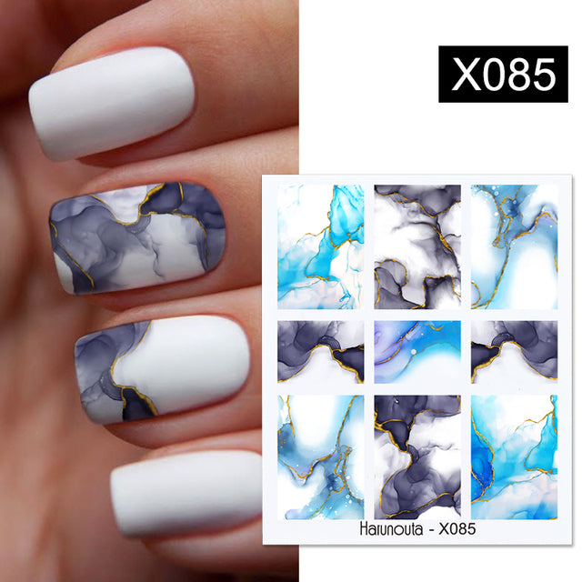 1Pc Spring Water Nail Decal And Sticker Flower Leaf Tree Green Simple Summer DIY Slider For Manicuring Nail Art Watermark