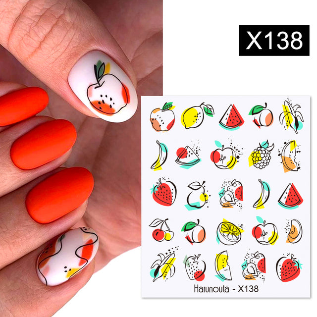 1Pc Spring Water Nail Decal And Sticker Flower Leaf Tree Green Simple Summer DIY Slider For Manicuring Nail Art Watermark