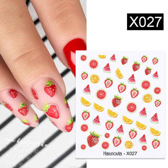 1Pc Spring Water Nail Decal And Sticker Flower Leaf Tree Green Simple Summer DIY Slider For Manicuring Nail Art Watermark