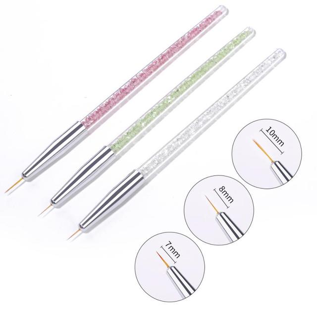 3Pcs French Stripe Nail Art Liner Brush Set 3D Tips Line Stripes DIY Drawing Pen UV Gel Brushes Painting Pen Manicure Tools