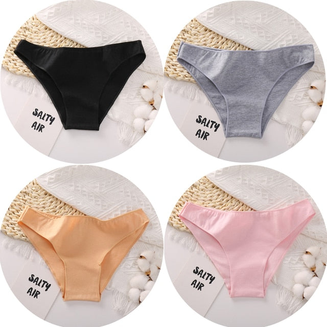 4PCS/Set Women's cotton briefs Sexy Low Waist Female Underpants Elasticity Comfortable Underwear Women's panties Lingerie M-XXL