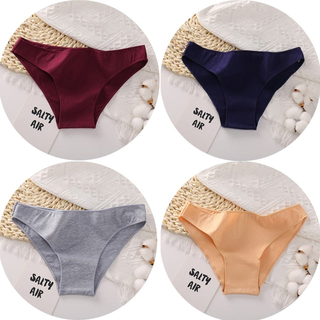 4PCS/Set Women's cotton briefs Sexy Low Waist Female Underpants Elasticity Comfortable Underwear Women's panties Lingerie M-XXL