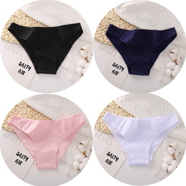 4PCS/Set Women's cotton briefs Sexy Low Waist Female Underpants Elasticity Comfortable Underwear Women's panties Lingerie M-XXL