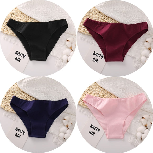 4PCS/Set Women's cotton briefs Sexy Low Waist Female Underpants Elasticity Comfortable Underwear Women's panties Lingerie M-XXL