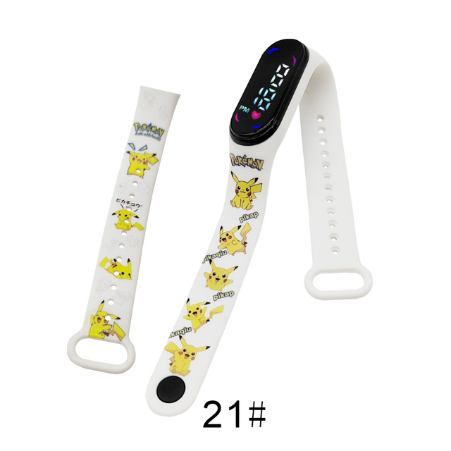 Pokemon Digital Watch Anime Pikachu Squirtle Eevee Charizard Student Silicone LED Watch Kids Puzzle Toys Children Birthday Gifts