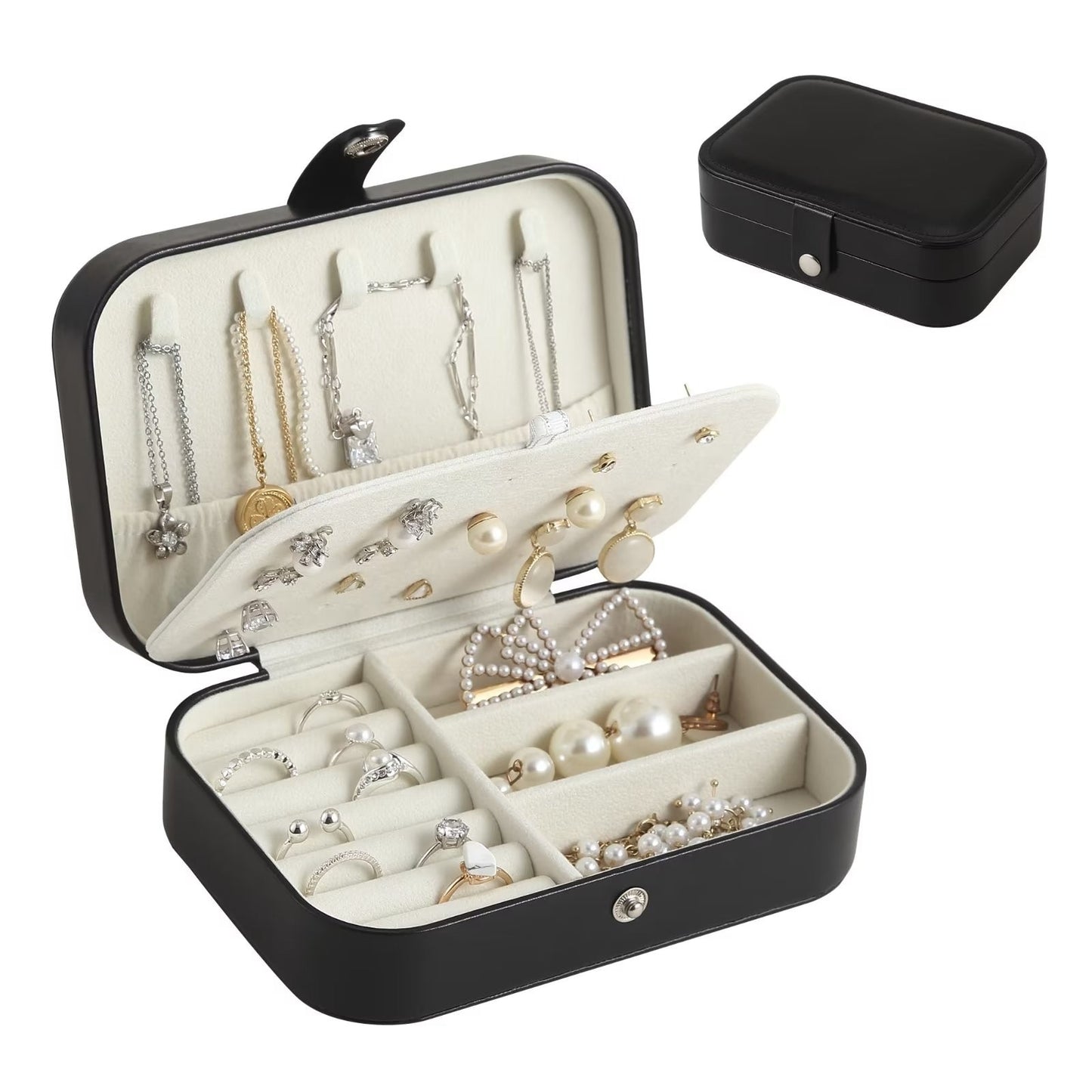 Large Capacity Double-Layer Travel Cosmetic Bag Earring Jewelry Storage Box Portable And Minimalist Makeup Bag New In 2023