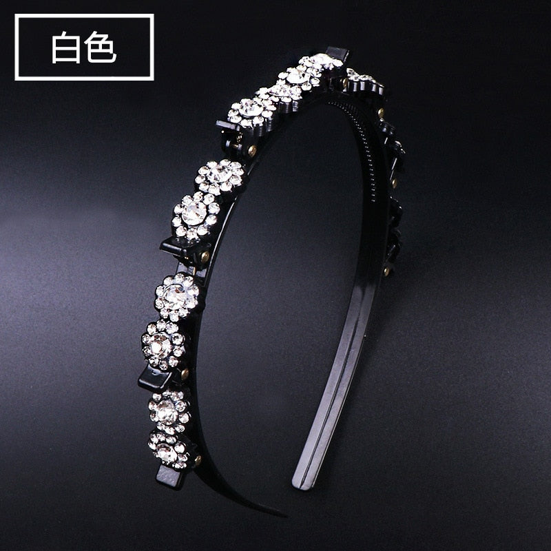 Fashion Pearl Non-Slip Rhinestone Hairbands Elastic Flower Women Hair Hoop Bands Headband Bezel Girls Hair Accessories Headdress