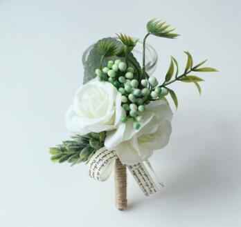 Meldel Corsage Men Wedding Rustic Boutonniere White Bridal Wrist Corsage Bridesmaid Groomsmen Party Meeting Personal Decorations