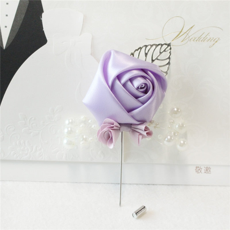 YO CHO Wedding Corsage Flower Silk Rose Groom Boutonniere Buttonhole Pin Boutonniere Men Wedding Planner Marriage Corsage Flower