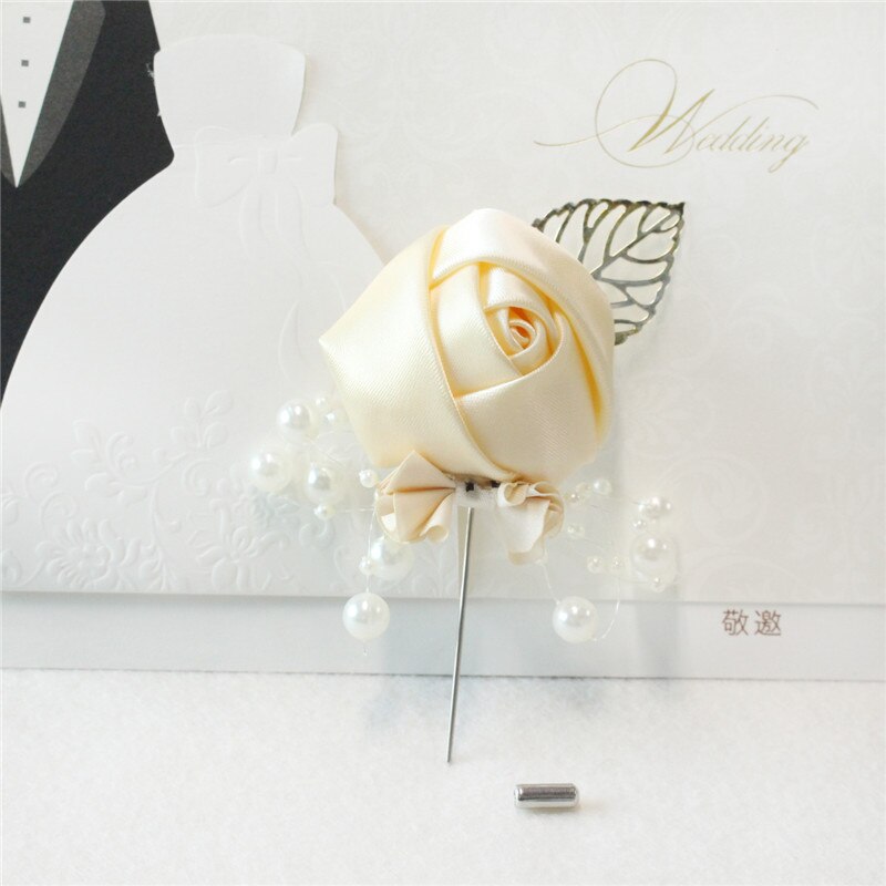 YO CHO Wedding Corsage Flower Silk Rose Groom Boutonniere Buttonhole Pin Boutonniere Men Wedding Planner Marriage Corsage Flower