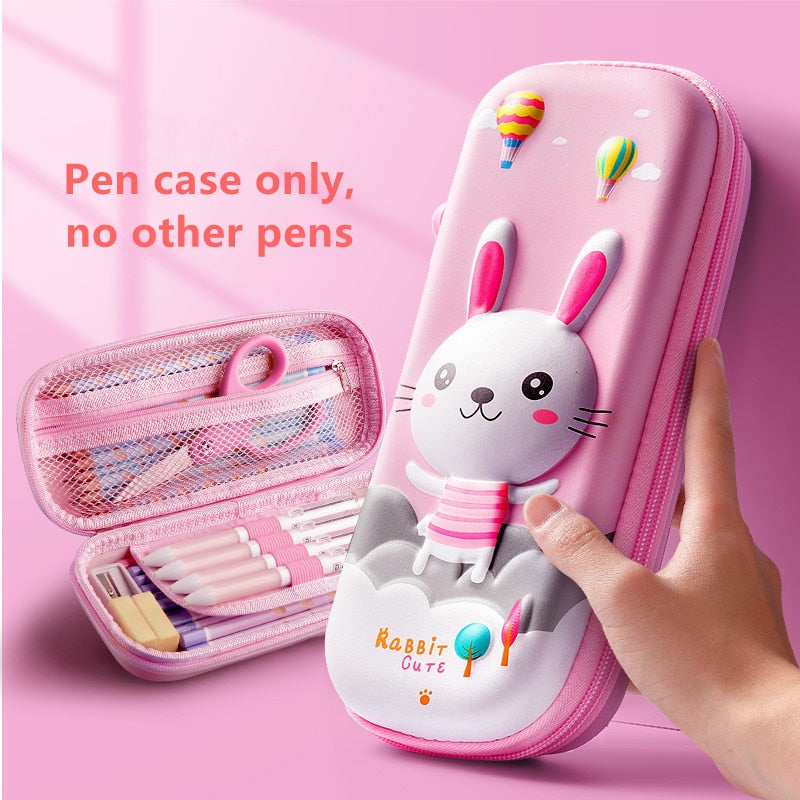 3D Unicorn EVA cute pencil box School student stationery box Children pencil storage box Three layer large capacity pencil case