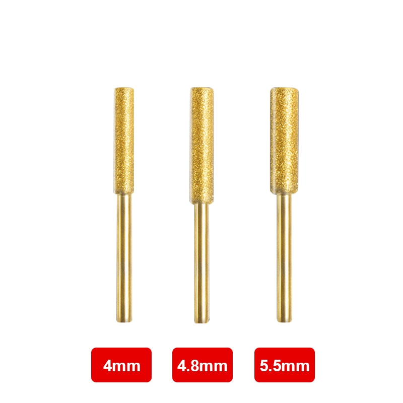 3/4/5/6pcs Diamond Coated Cylindrical Burr 4/4.8/5.5mm Chainsaw Sharpener Stone File Chain Saw Sharpening Carving Grinding Tools