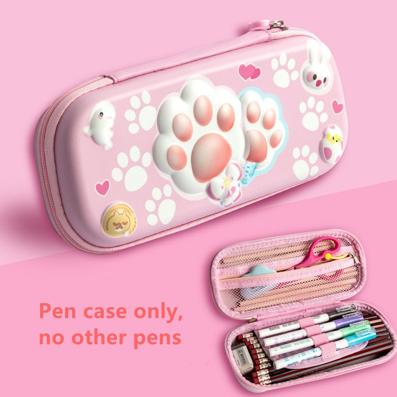 3D Unicorn EVA cute pencil box School student stationery box Children pencil storage box Three layer large capacity pencil case