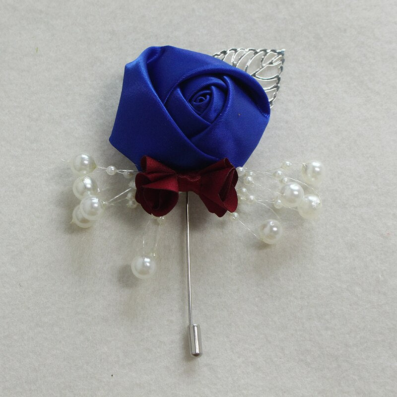 YO CHO Wedding Corsage Flower Silk Rose Groom Boutonniere Buttonhole Pin Boutonniere Men Wedding Planner Marriage Corsage Flower