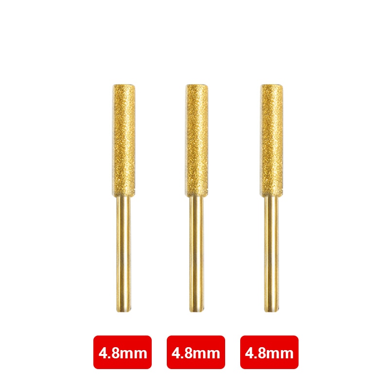 3/4/5/6pcs Diamond Coated Cylindrical Burr 4/4.8/5.5mm Chainsaw Sharpener Stone File Chain Saw Sharpening Carving Grinding Tools