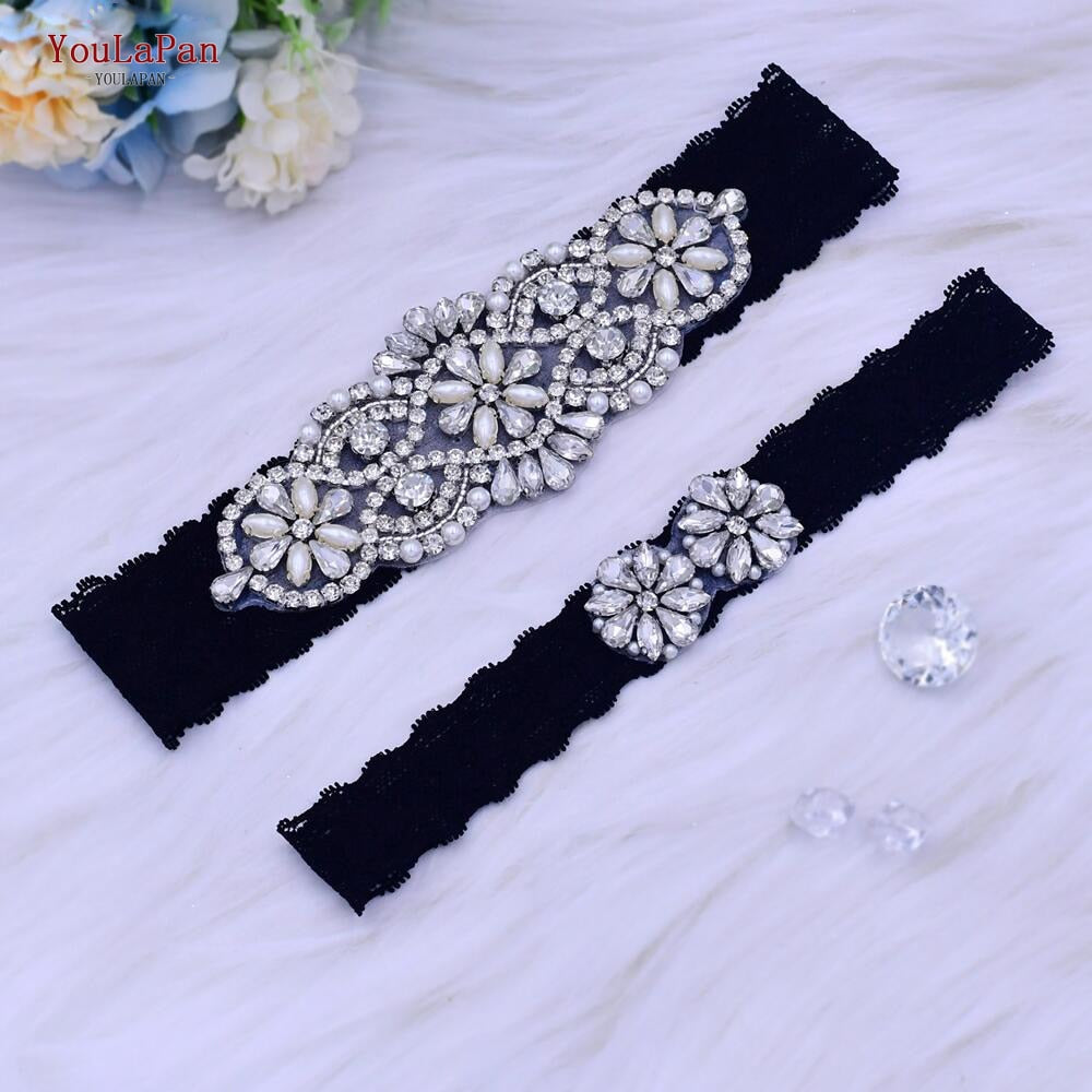 YouLaPan Bridal Garter White Embroidery Floral Leg Loops Sexy Garter Leg Straps Female Wedding Lace Leg Loops for Thigh TH40 41