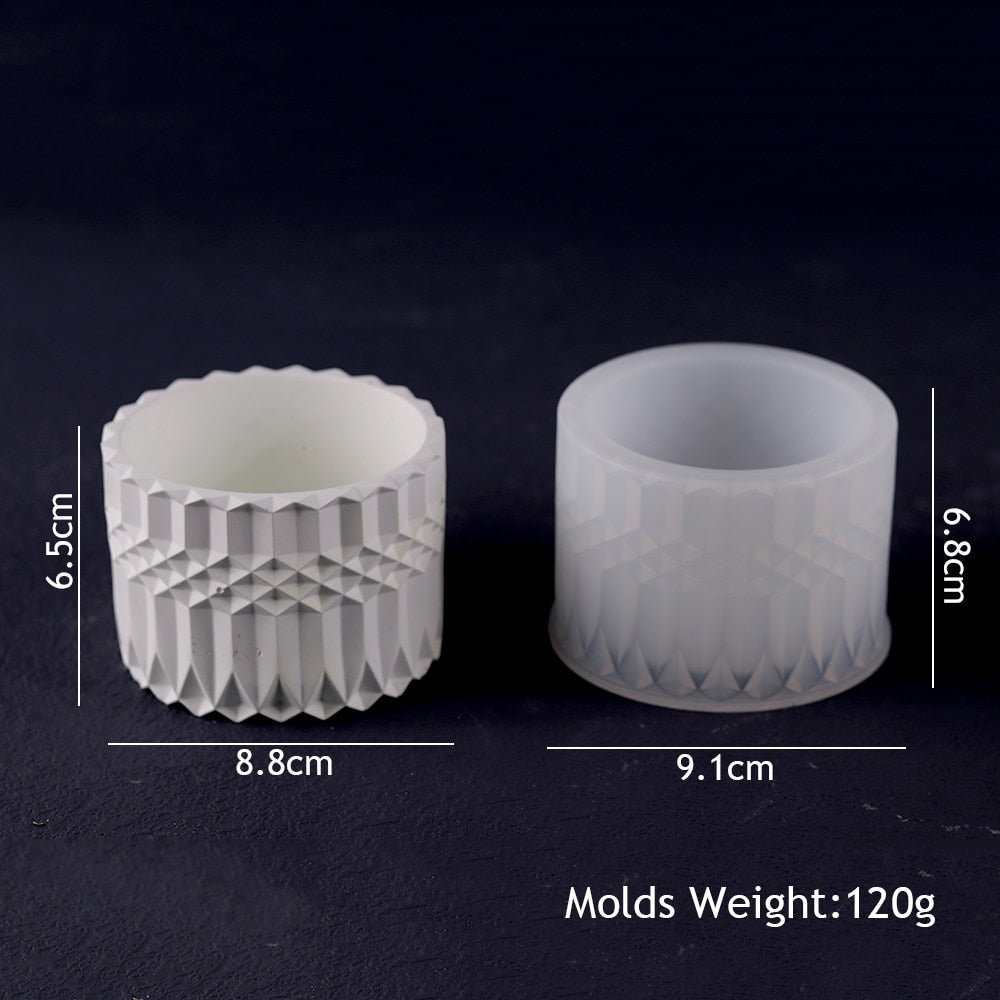 DIY Round Candle Jar Pot Silicone Molds for Making Uv Epoxy Plaster Concrete Storage Box Mould Home Decor Flower Pot Planter