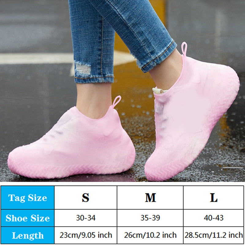 1Pair Reusable Waterproof Rain Shoes Covers Silicone Outdoor Rain Boot Overshoes Walking Shoes Accessories Reusable Shoe Cover