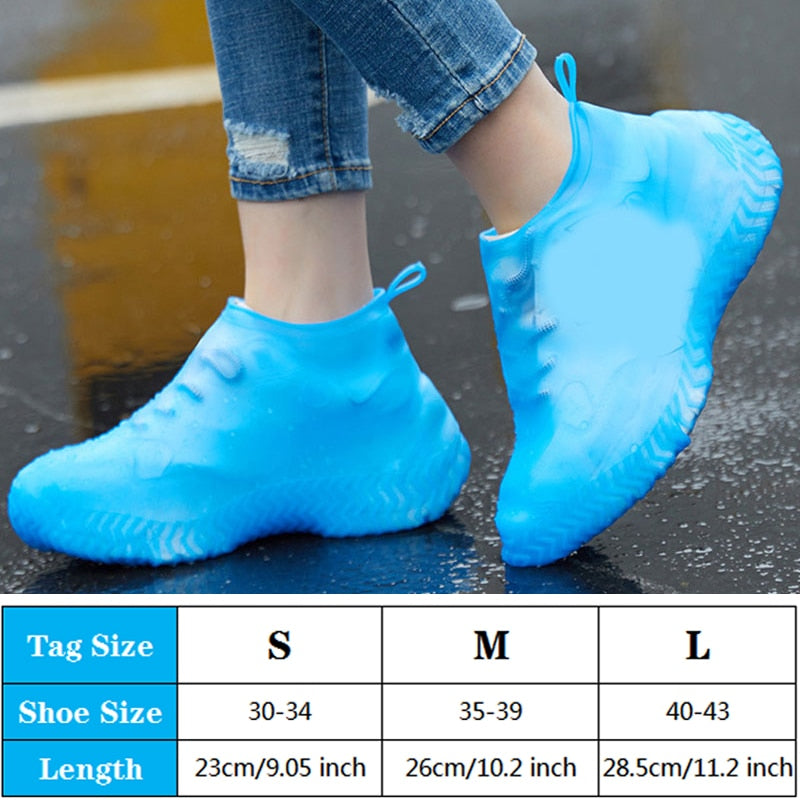 1Pair Reusable Waterproof Rain Shoes Covers Silicone Outdoor Rain Boot Overshoes Walking Shoes Accessories Reusable Shoe Cover