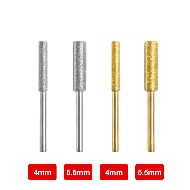 3/4/5/6pcs Diamond Coated Cylindrical Burr 4/4.8/5.5mm Chainsaw Sharpener Stone File Chain Saw Sharpening Carving Grinding Tools