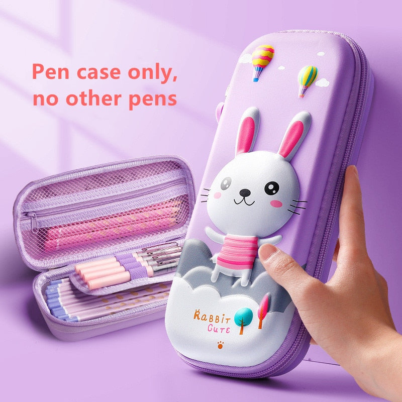 3D Unicorn EVA cute pencil box School student stationery box Children pencil storage box Three layer large capacity pencil case