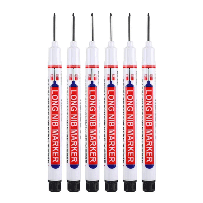 6Pcs/Set 20mm Deep Hole Long Nib Head Markers For Metal Perforating Pen Waterproof Bathroom Woodworking Decoration Multi-Purpose