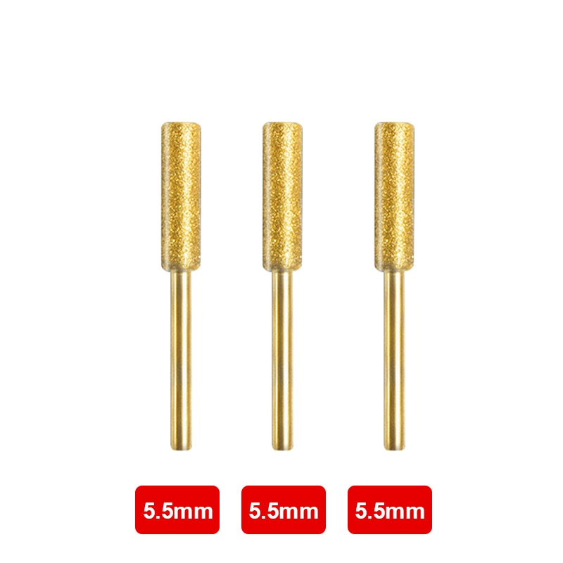 3/4/5/6pcs Diamond Coated Cylindrical Burr 4/4.8/5.5mm Chainsaw Sharpener Stone File Chain Saw Sharpening Carving Grinding Tools