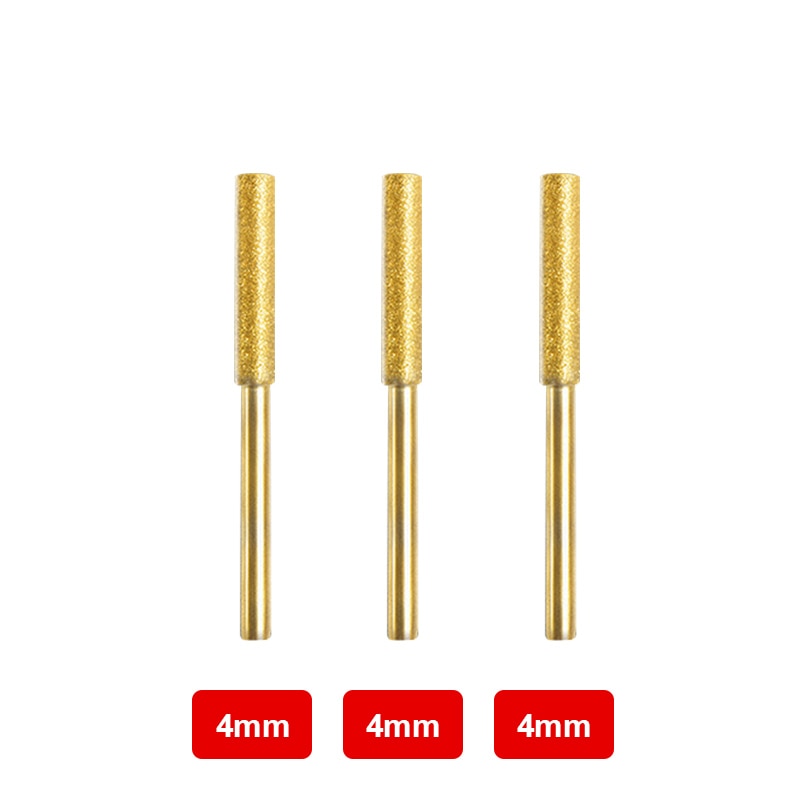 3/4/5/6pcs Diamond Coated Cylindrical Burr 4/4.8/5.5mm Chainsaw Sharpener Stone File Chain Saw Sharpening Carving Grinding Tools