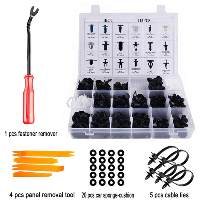 Mixed Size Car Plastic Retainer Clips Automobile Fender Push Pin Rivet Door Trim Panel Retainer Automobile BumperFasteners Tool