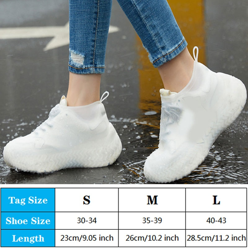 1Pair Reusable Waterproof Rain Shoes Covers Silicone Outdoor Rain Boot Overshoes Walking Shoes Accessories Reusable Shoe Cover