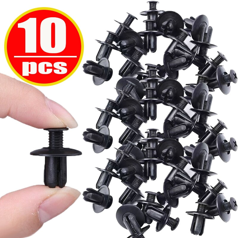 100pcs 8mm Plastic Rivets Fasteners Screw Car Bumper Fender Black Rivet Car Fastener Clips for Toyota Focus Kia Nissan Yamaha