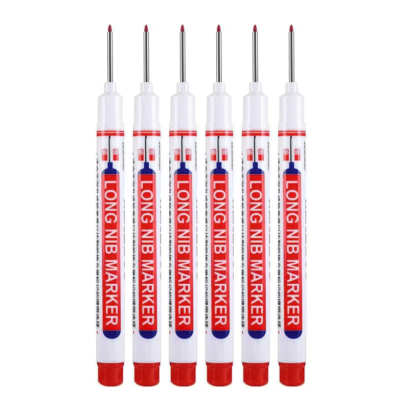 6Pcs/Set 20mm Deep Hole Long Nib Head Markers For Metal Perforating Pen Waterproof Bathroom Woodworking Decoration Multi-Purpose