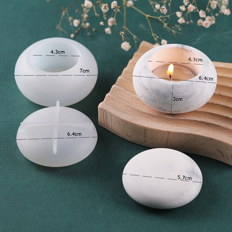 DIY Round Candle Jar Pot Silicone Molds for Making Uv Epoxy Plaster Concrete Storage Box Mould Home Decor Flower Pot Planter