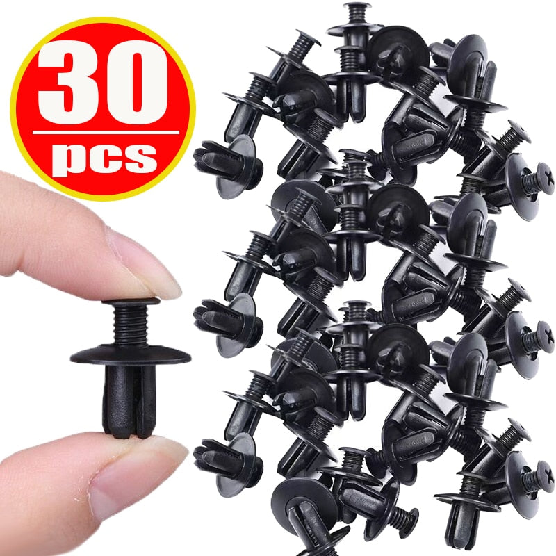 100pcs 8mm Plastic Rivets Fasteners Screw Car Bumper Fender Black Rivet Car Fastener Clips for Toyota Focus Kia Nissan Yamaha